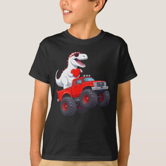 T-shirt Dinosaur équitation Monster Camion Drôle (Devant)