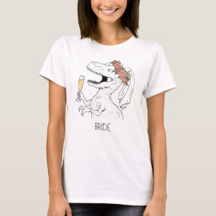 T-shirt Dinosaur Flower Crown Mariée Tee