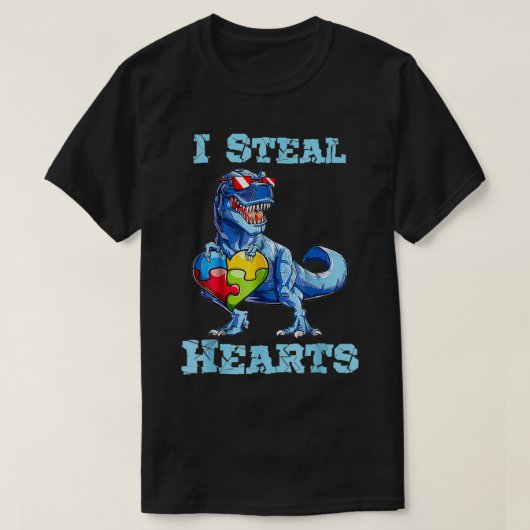T-shirt Dinosaur I Voler Coeurs Sensibilisation sur l'auti (Design devant)