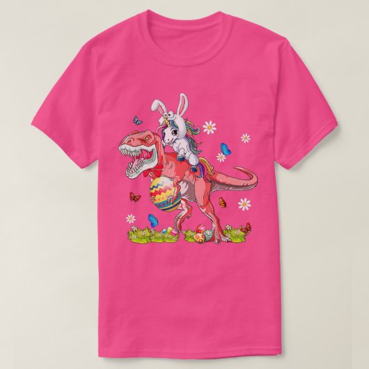 T-shirt Dinosaur Jour de Pâques Unicorne équitation T-rex (Design devant)