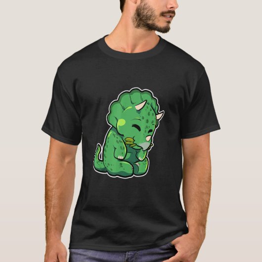 T-shirt Dinosaur Lover Cute Triceratops (Devant)