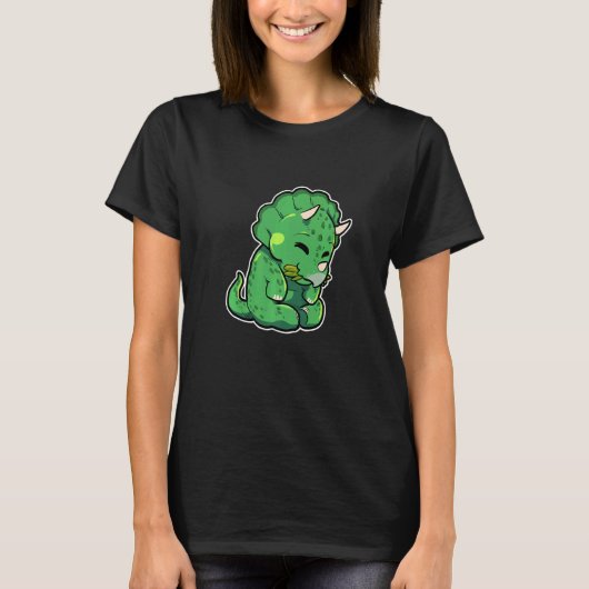 T-shirt Dinosaur Lover Cute Triceratops Premium (Devant)