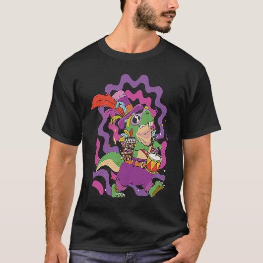 T-shirt Dinosaur Mardi Gras Party Parade Shenanigans Carni (Devant)