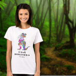 T-shirt Dinosaur Mariage à thème T Rex Bride<br><div class="desc">Commencez la fête de bachelorette ou la douche nuptiale avec cette amusante équipe de dinosaures mariée T rex Brideasaurus aux couleurs vives psychédéliques colorées, un t-shirt pour attirer l'oeil de tous et apporter l'humour à la fête. Facile à personnaliser en utilisant les modèles. Drôle oeuvre originale de l'artiste Catherine Sweetman...</div>