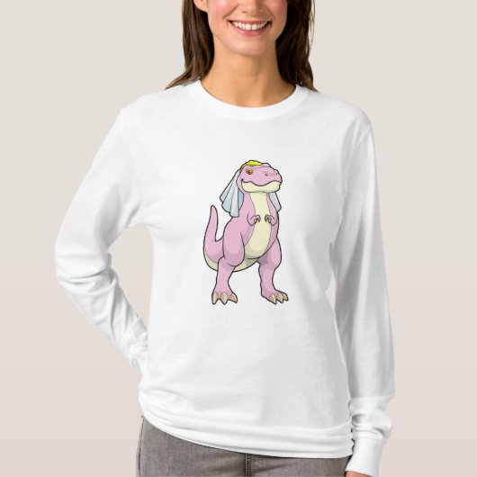 T-shirt Dinosaur mariée au Mariage avec Voile (Devant)