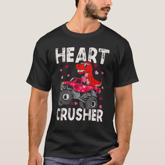 T-shirt Dinosaur Monster Camion Rex Coeurs Valentines Jour (Devant)
