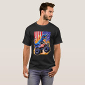 T-shirt Dinosaur Monster Truck Dino 4 juillet Garçons Amer (Devant entier)
