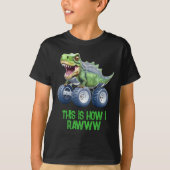 T-shirt Dinosaur monstre camion anniversaire personnalisé (Devant)