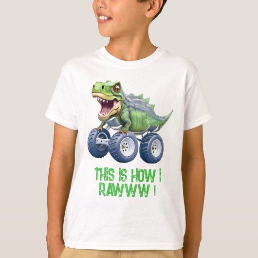 T-shirt Dinosaur monstre camion anniversaire personnalisé (Devant)