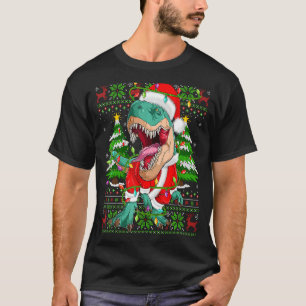 T-shirt Dinosaur Noël éclaire un Dinosaure Père Noël moche