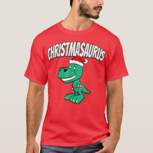 T-shirt Dinosaur Noël T Re avec chapeau de Santa tenant un