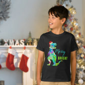 T-shirt Dinosaur Père Noël T-Rex Merry et citation brillan