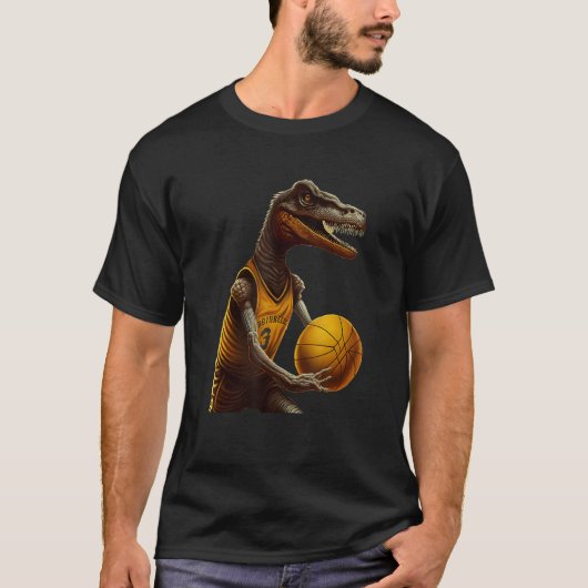 T-shirt Dinosaur playing Basketball Coach Dino Trex Rex Sp (Devant)