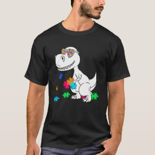 T-shirt Dinosaur Puzzle Pièce Sensibilisation sur l'autism