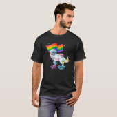 T-shirt Dinosaur Rawr Pride Parade Gay & Lesbian Rainbow F (Devant entier)