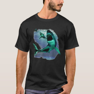 T-shirt Dinosaur Requin grand blanc Plongeur de plongée po