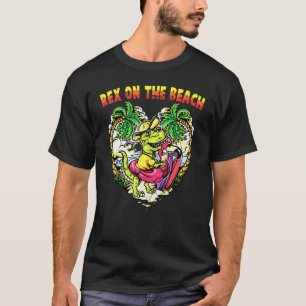 T-shirt Dinosaur - Rex On The Beach - Vacances - Paleontol