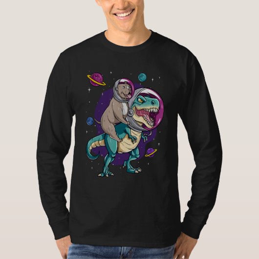 T-shirt Dinosaur Rex Space Planets Sparkles (Devant)