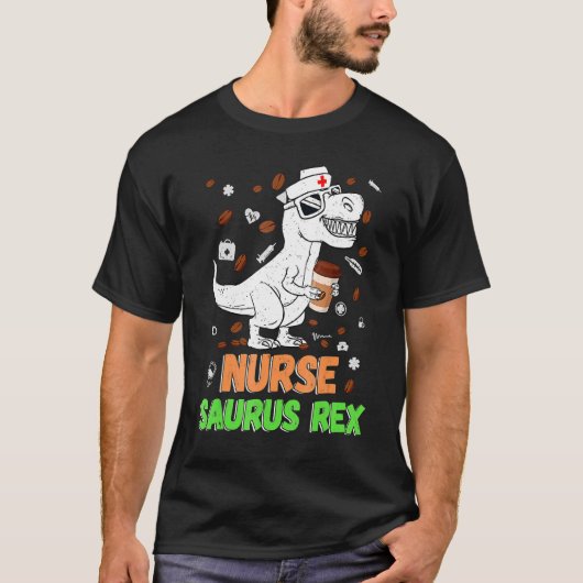 T-shirt Dinosaur Scrub Infirmière Vie Café Rn Infirmière L (Devant)