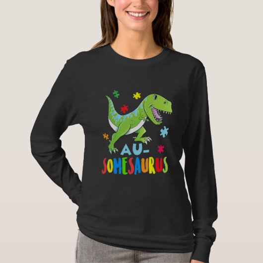 T-shirt Dinosaur Sensibilisation sur l'autisme Rex Rawr Pu (Devant)