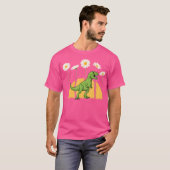 T-shirt Dinosaur Spring Sunset Towering Daisy Flowers Dino (Devant entier)