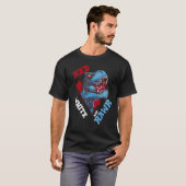 T-shirt Dinosaur Squelette Rouge Blanc Rawr US Drapeau 4e (Devant entier)