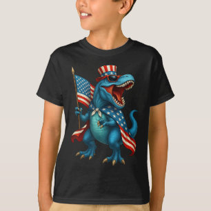 T-shirt Dinosaur T Rex 4 juillet Drapeau américain U