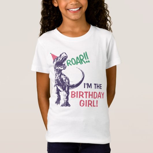 T-Shirt Dinosaur T-Rex Casquette de fête rose violet Anniv (Devant)