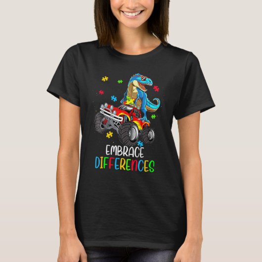 T-shirt Dinosaur T rex Puzzle Embrace Différences 1 (Devant)