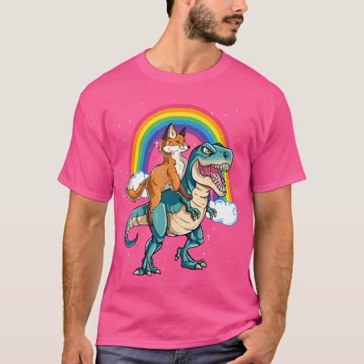 T-shirt Dinosaur T Rex Rainbow Cloud Éclats Fox (Devant)