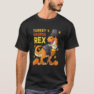 T-shirt Dinosaur Thanksgiving Turquie Saurus Rex Pilgrim H