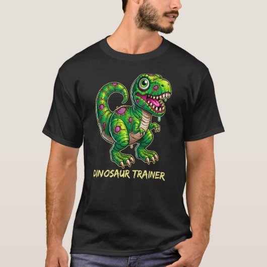 T-shirt Dinosaur Trainer T-Rex Birthday Retro Halloween Ad (Devant)