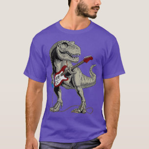 T-shirt Dinosaur TRe jouer basse guitare cadeau Tee