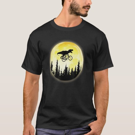 T-shirt Dinosaur Trex Dans L'Espace Vélo D'Équitation Sur (Devant)
