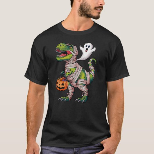 T-shirt Dinosaur Trex Ghost Toddler Boys Halloween Kids (Devant)