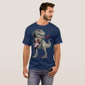 T-shirt Dinosaur TRex jouer basse guitare cadeau Tee (Devant entier)