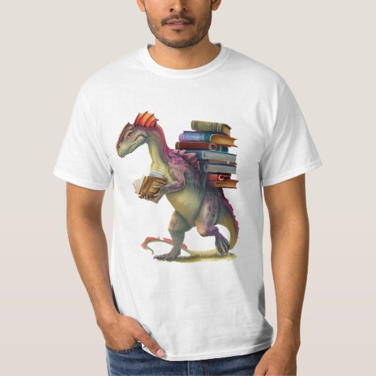 T-shirt Dinosaur ver de livre - Imaginaire mignon Lecture (Devant)