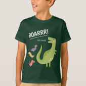 T-shirt Dinosaur vert rugissement Monogramme enfant garçon (Devant)