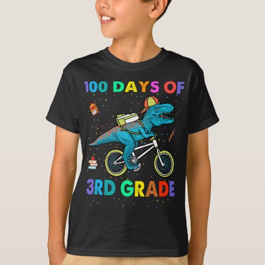 T-shirt Dinosaure 100 jours de 3e année 100 jours d'école (Devant)