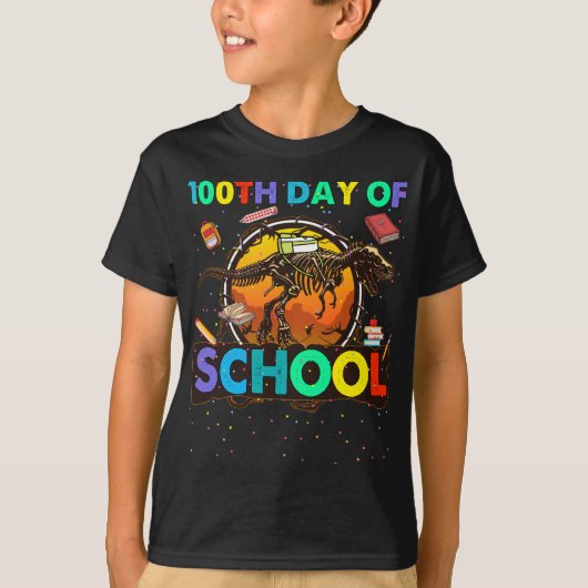 T-shirt Dinosaure 100 jours d'école (Devant)