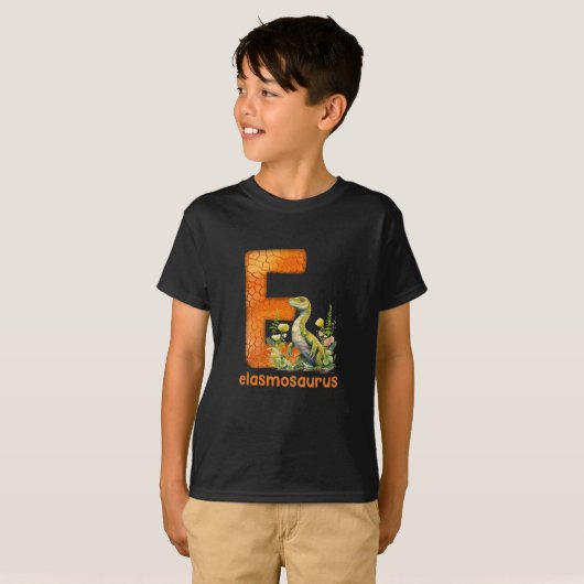 T-shirt Dinosaure Alphabet E type Elasmosaurus (Devant entier)