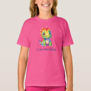 T-shirt Dinosaure Arc-en-ciel floral mignon Bonne fête d'a