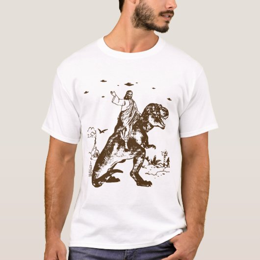 T-shirt Dinosaure athée Charles Darwin de Jésus T Rex (Devant)