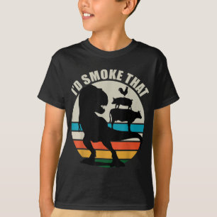 T-shirt Dinosaure BBQ Grill Id Fumer Que Sarcastique