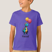 T-shirt dinosaure bleu avec ballons (Devant)