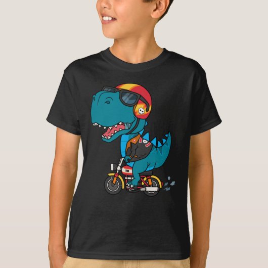 T-shirt dinosaure cool à moto (Devant)