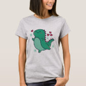 T-shirt Dinosaure Cute Avec Coeurs (Devant)
