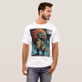 T-shirt Dinosaure Cyber-guerrier Futuriste Sci-Fi Art Tee (Devant entier)