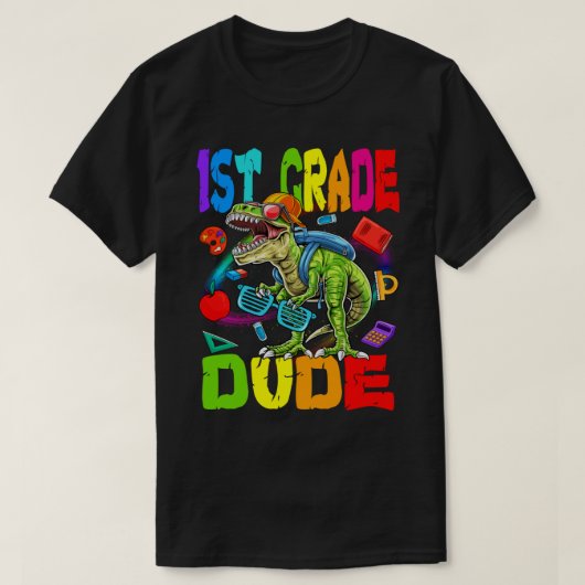 T-shirt Dinosaure de 1ère année Retour à l'école (Design devant)