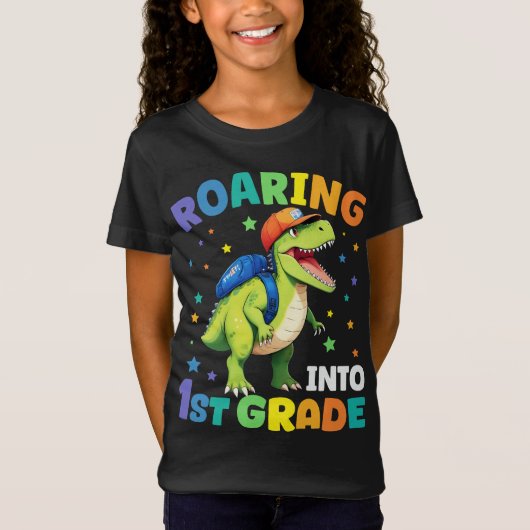 T-Shirt Dinosaure de 1ère année T Rex Retour à l'école (Devant)